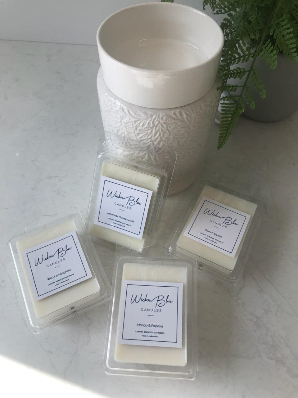 Wicker Blue Boxed Candle
