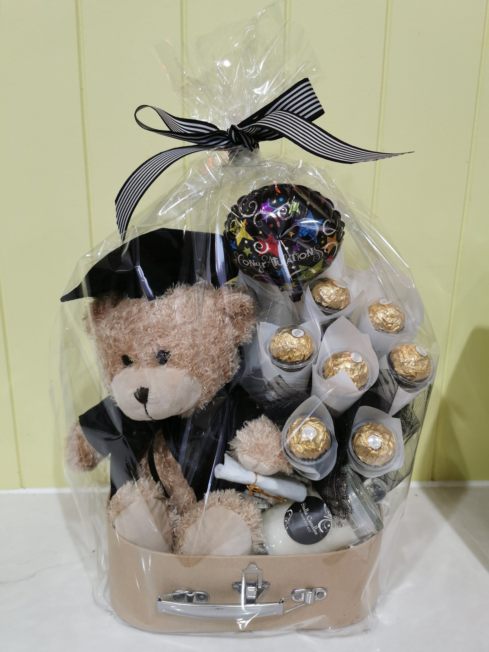 Graduation Hamper with Teddy Bear and Chocolates.