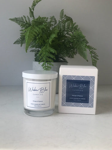 Wicker Blue Boxed Candle