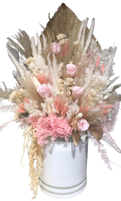 Preserved Flower Arrangement in the Hat Box