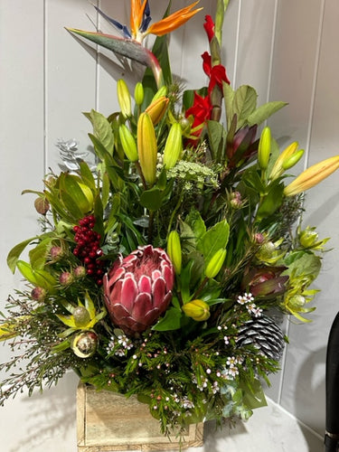 Christmas arrangement with native flower